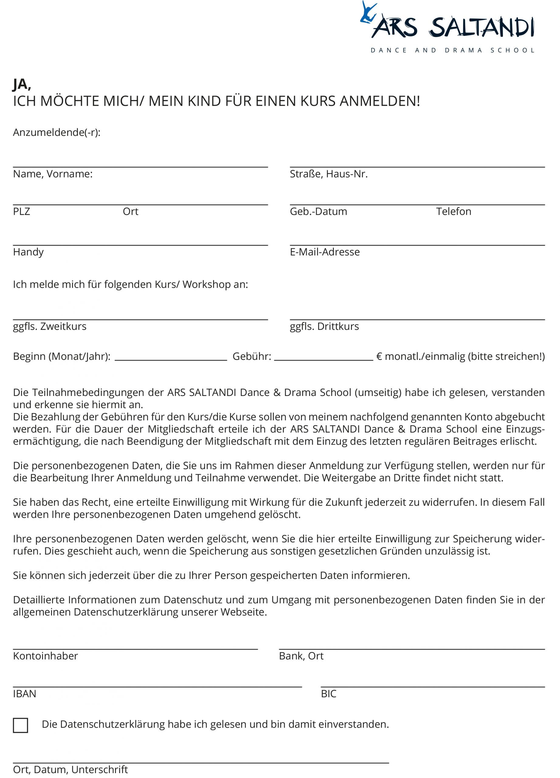 Anmeldeformular zum